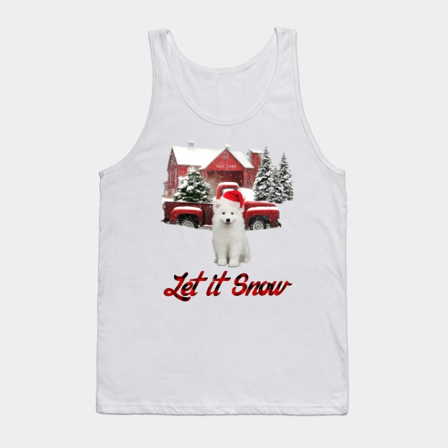 Samoyed Dog Let It Snow Tree Farm Red Truck Christmas Tank Top by Brodrick Arlette Store